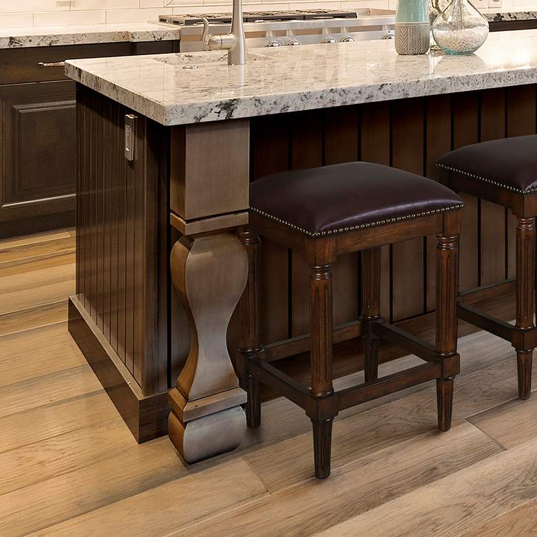 Image 6 Manchester 27" Distressed Walnut Wood Counter Stool more views