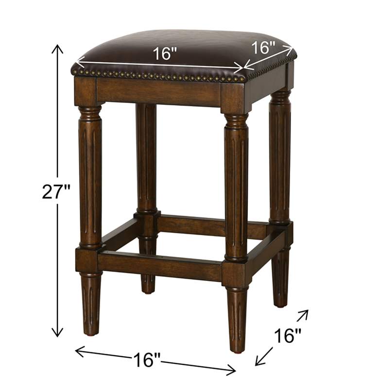 Image 7 Manchester 27" Distressed Walnut Wood Counter Stool more views