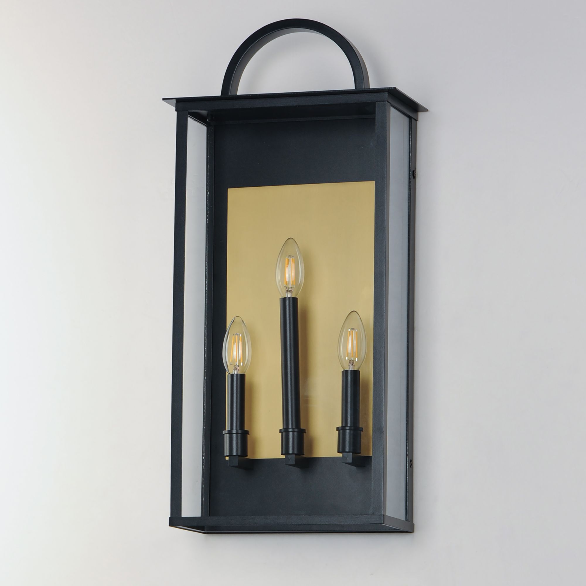 Manchester 3-Light Large Outdoor Wall Sconce Black in scene