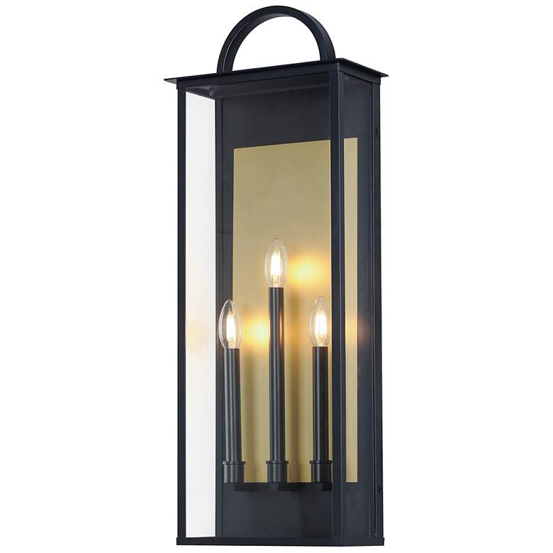 Image 1 Manchester 30"H Black and Gold 3-Light Outdoor Wall Light