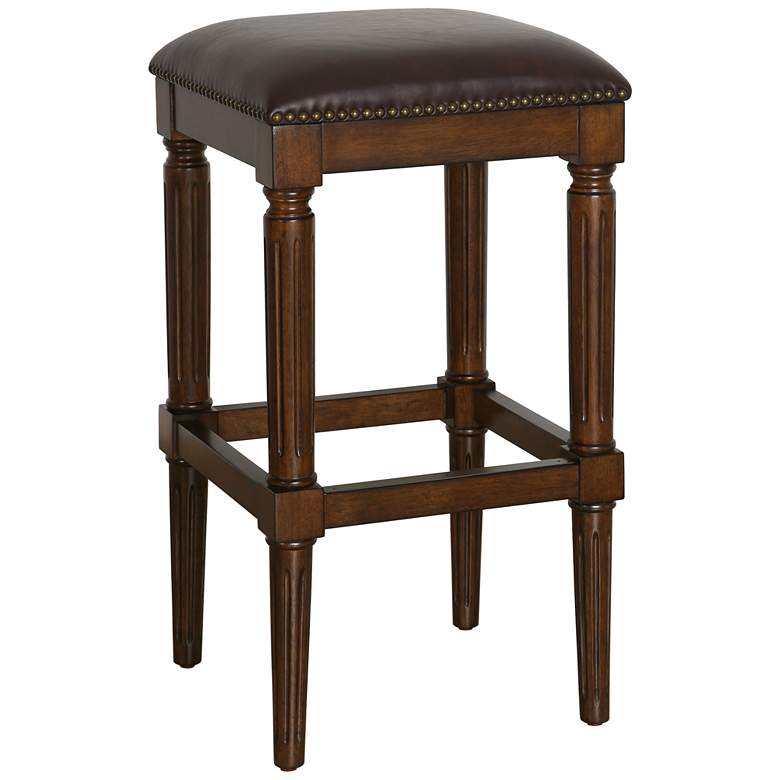 Image 1 Manchester 31" Distressed Walnut Wood Bar Stool