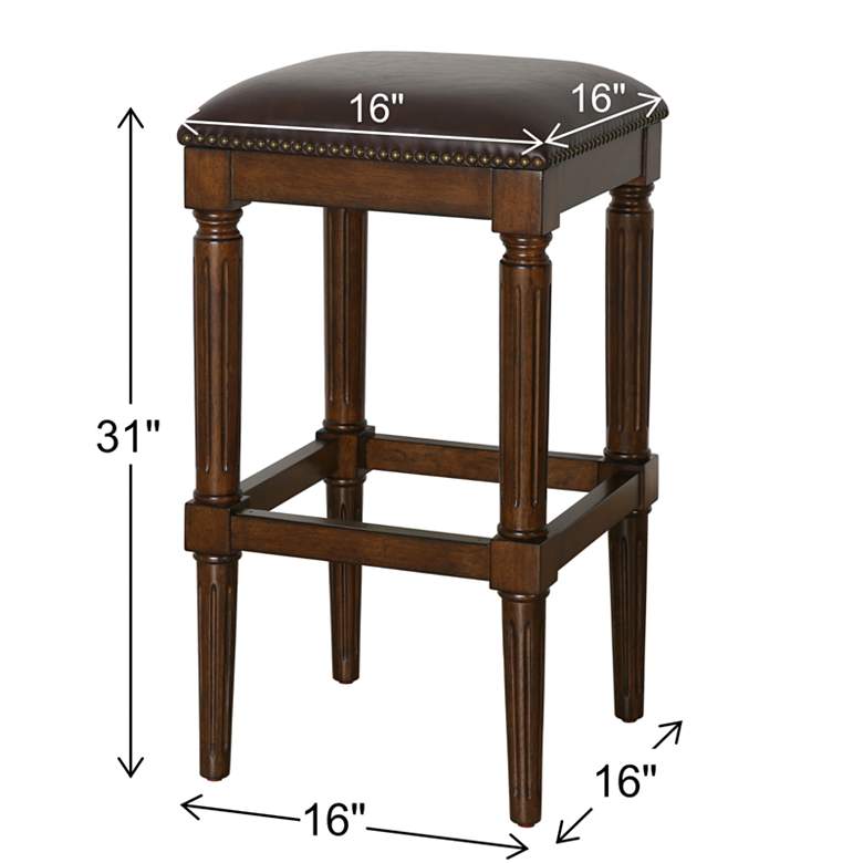 Image 7 Manchester 31" Distressed Walnut Wood Bar Stool more views