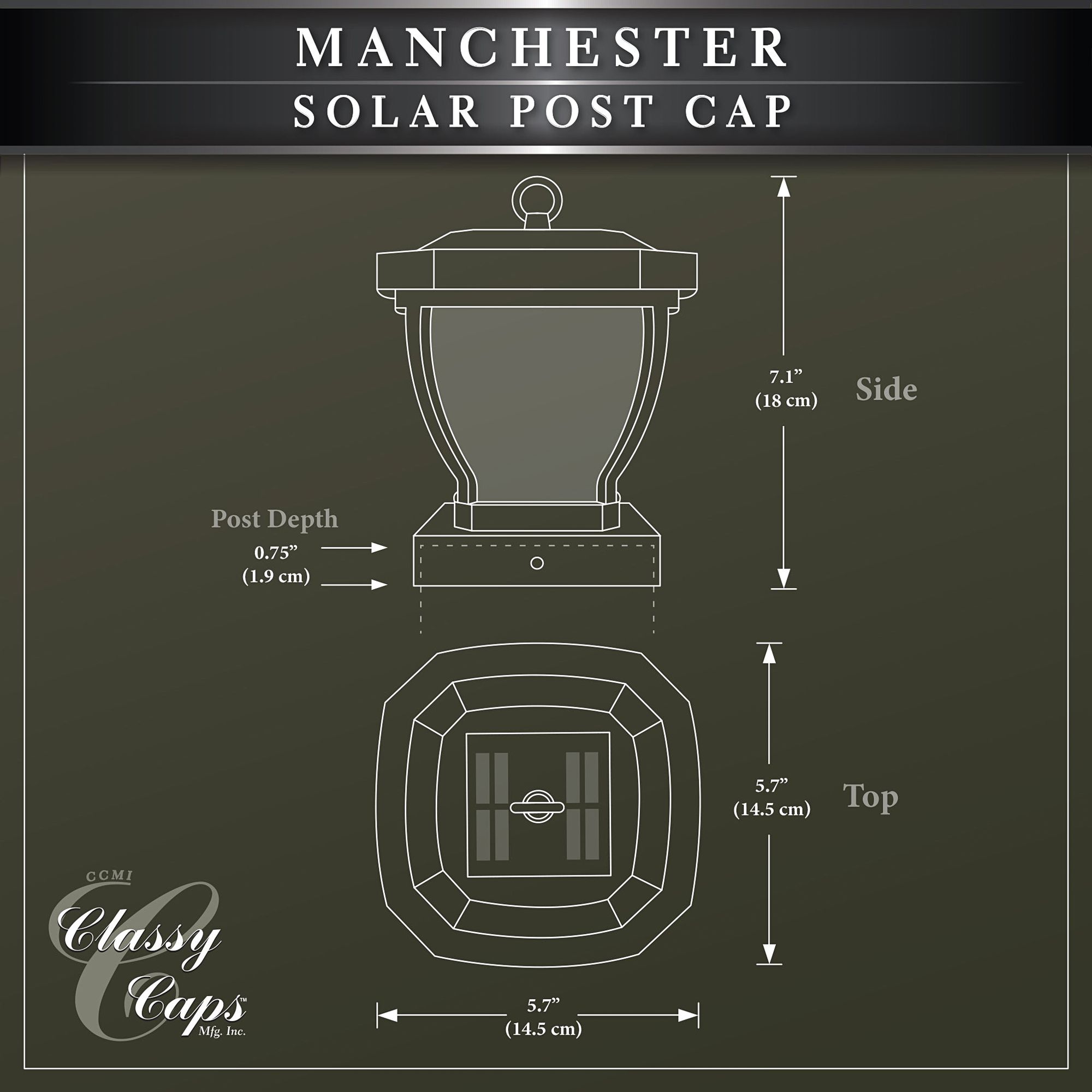 Watch A Video about the Manchester Dark Bronze Outdoor Solar Post Cap