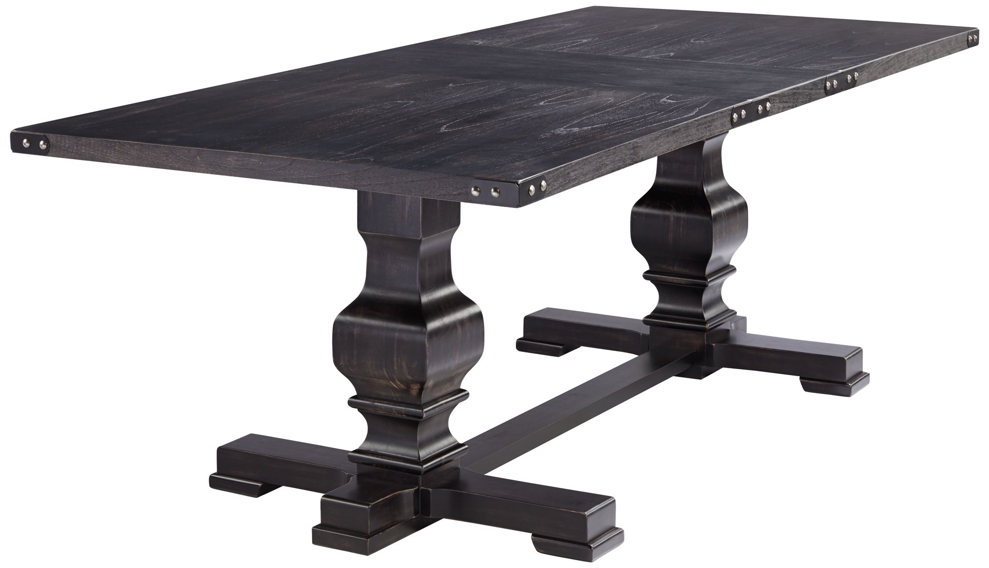 Manchester 88" Wide Vintage Black Dining Table in scene