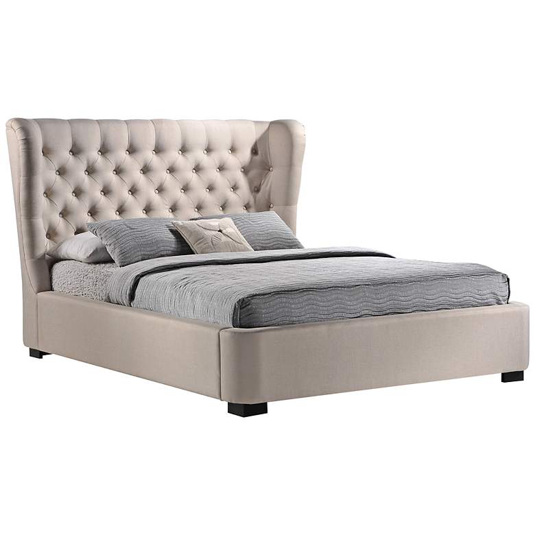 Image 1 Manchester Palazzo Mist Tufted Queen Platform Wing Bed