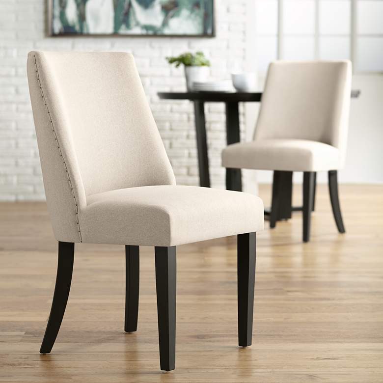 Image 1 Manchester Parsons Cream Upholstered Dining Chairs Set of 2