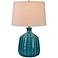 Manchester Ribbed Blues Turquoise Glaze Ceramic Table Lamp