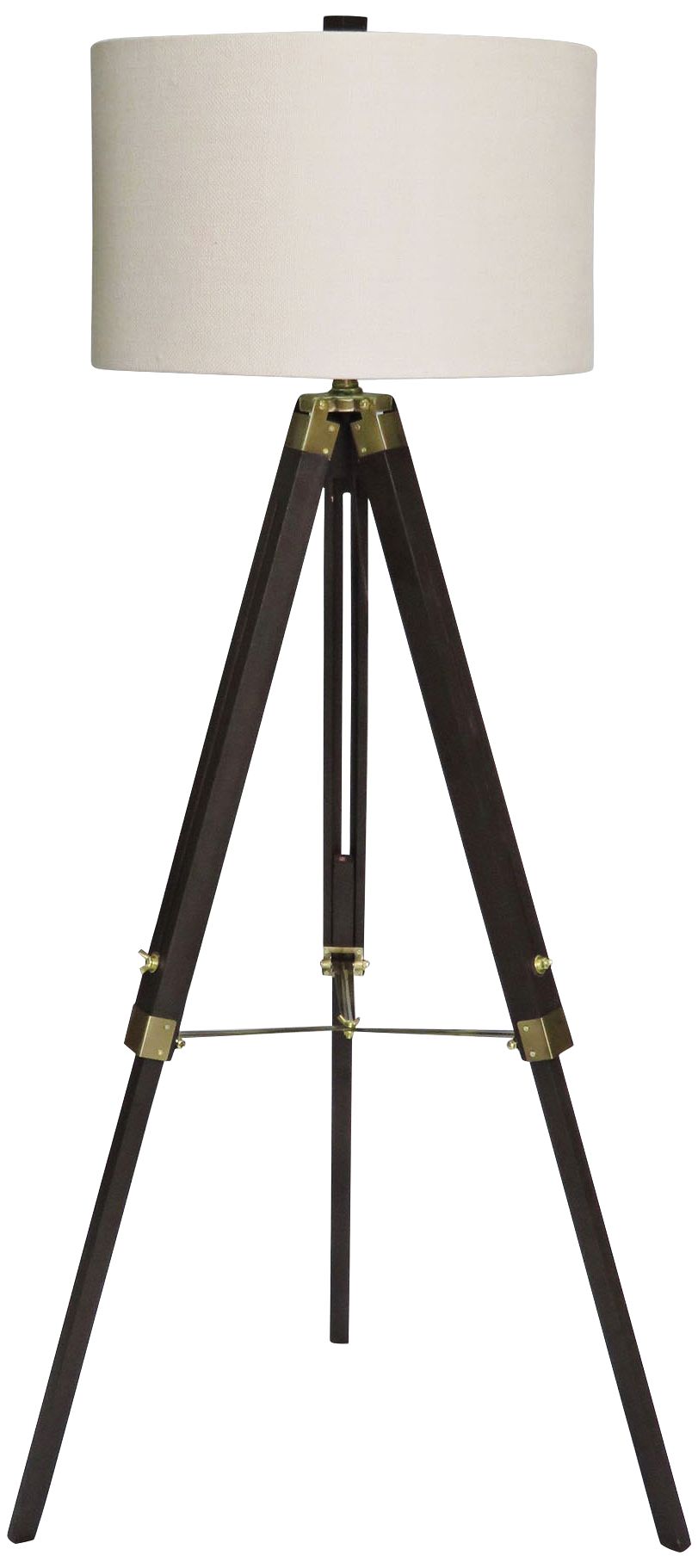 Manda Weathered Espresso and Antique Brass Tripod Floor Lamp