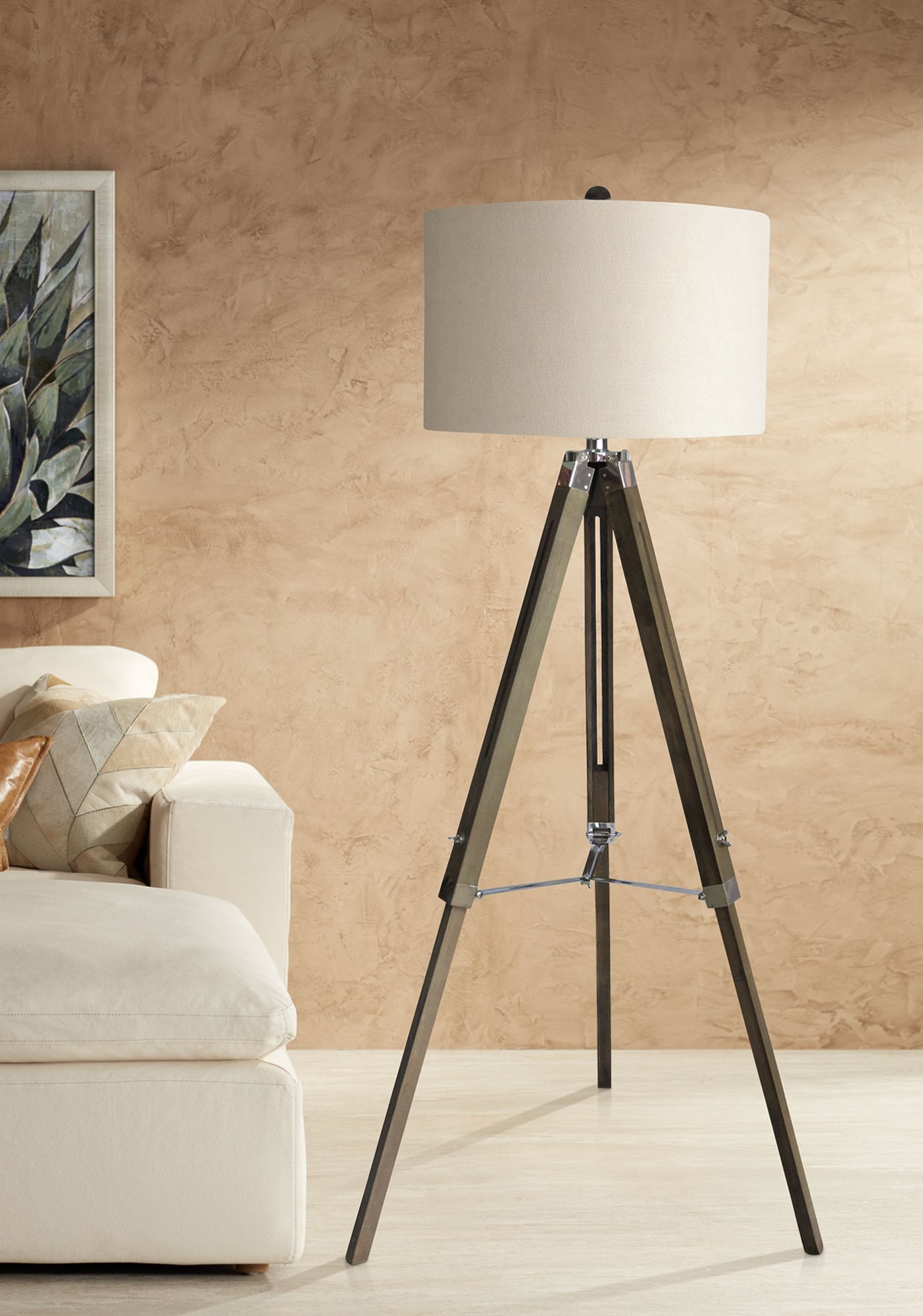 gray tripod floor lamp