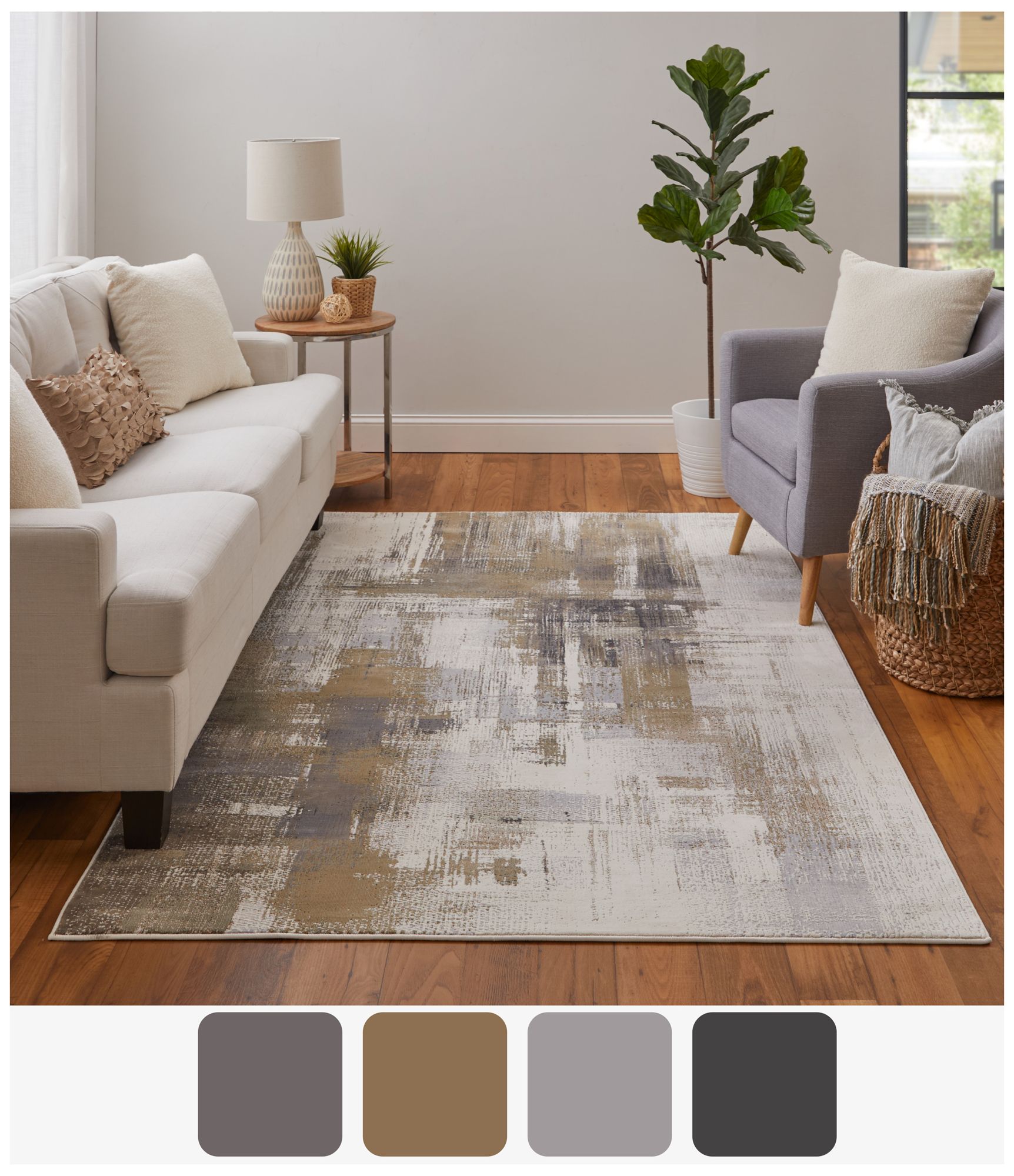 Image 5 Mandana Abstract Indoor Brown Area Rug 39LYF 7'-9" x 10' more views