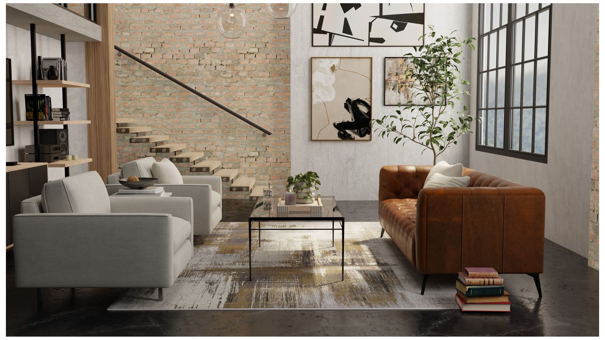 Image 3 Mandana Abstract Indoor Brown Area Rug 39LYF 8'-2" x 11'-6" more views