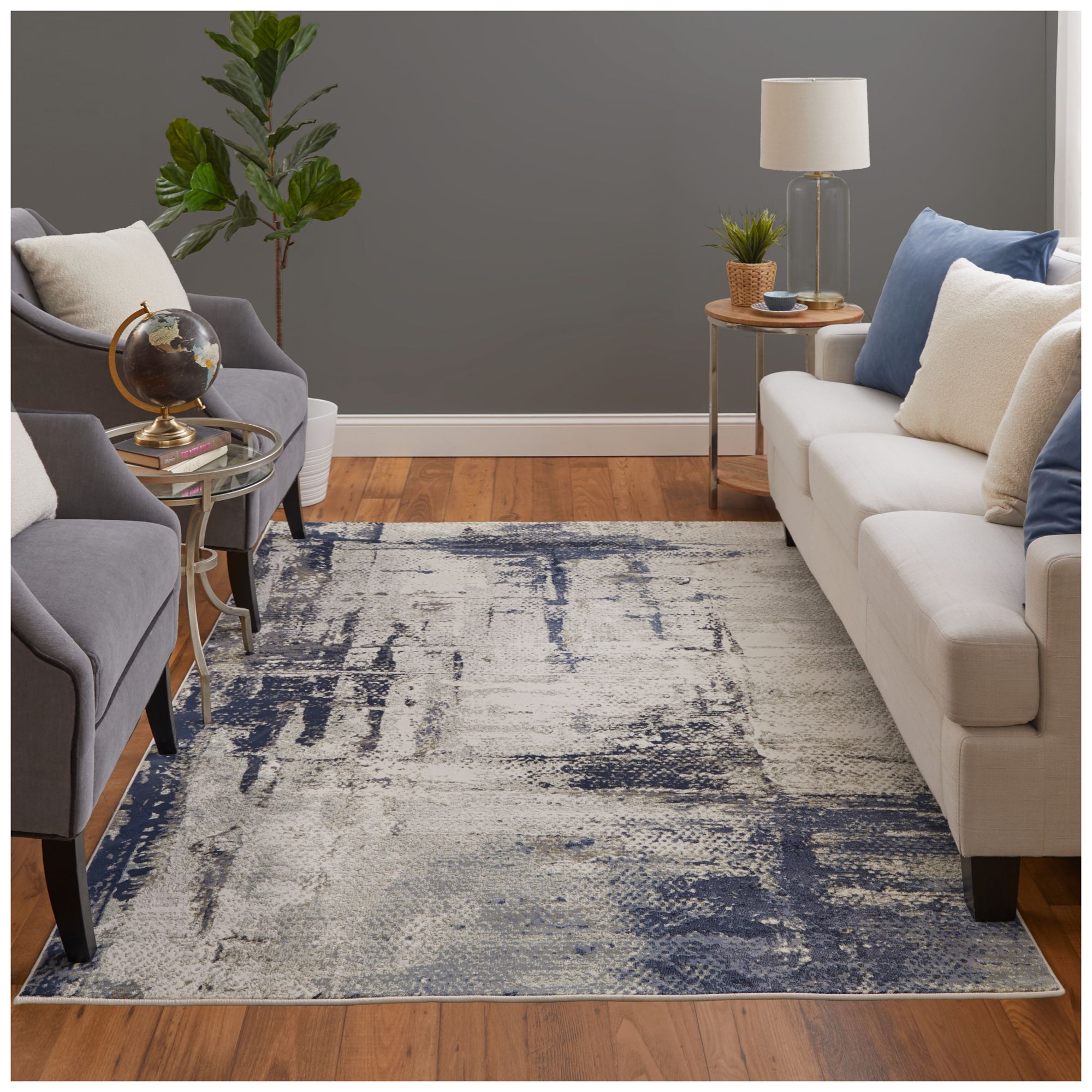 Image 2 Mandana Abstract Indoor Ivory Area Rug 39LZF 7'-9" x 10' more views