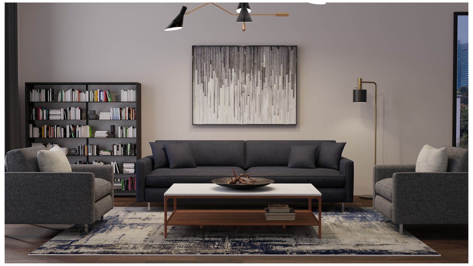 Image 3 Mandana Abstract Indoor Ivory Area Rug 39LZF 8'-2" x 11'-6" more views