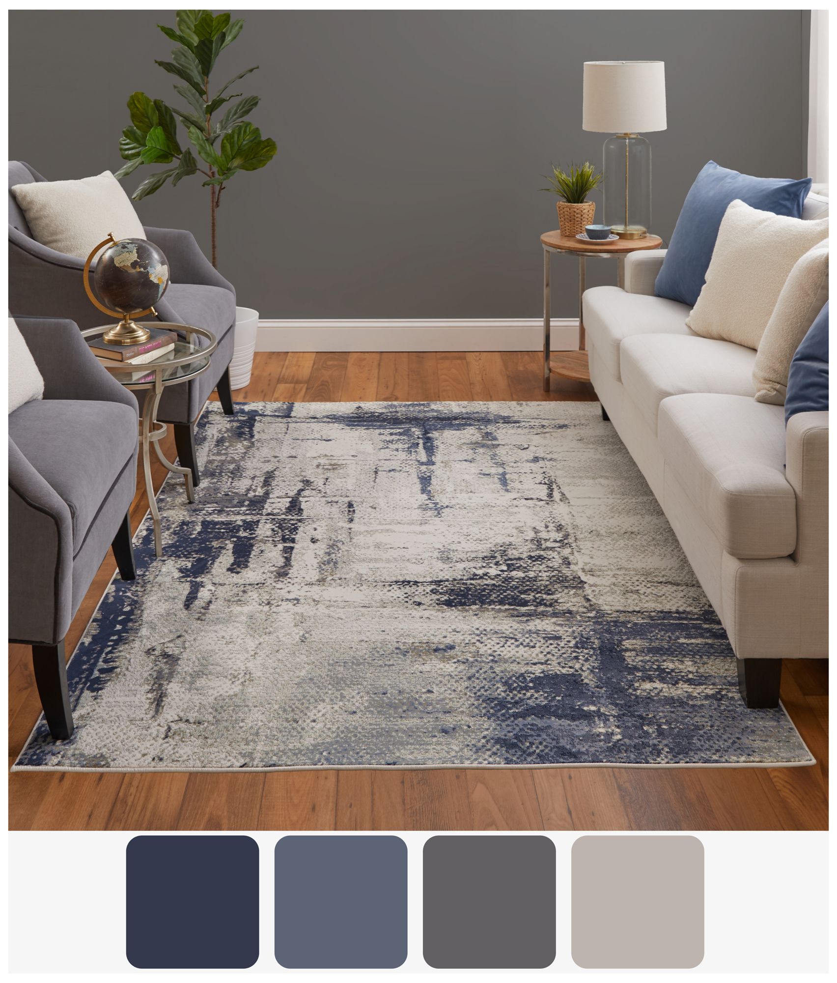 Image 5 Mandana Abstract Indoor Ivory Area Rug 39LZF 8'-2" x 11'-6" more views