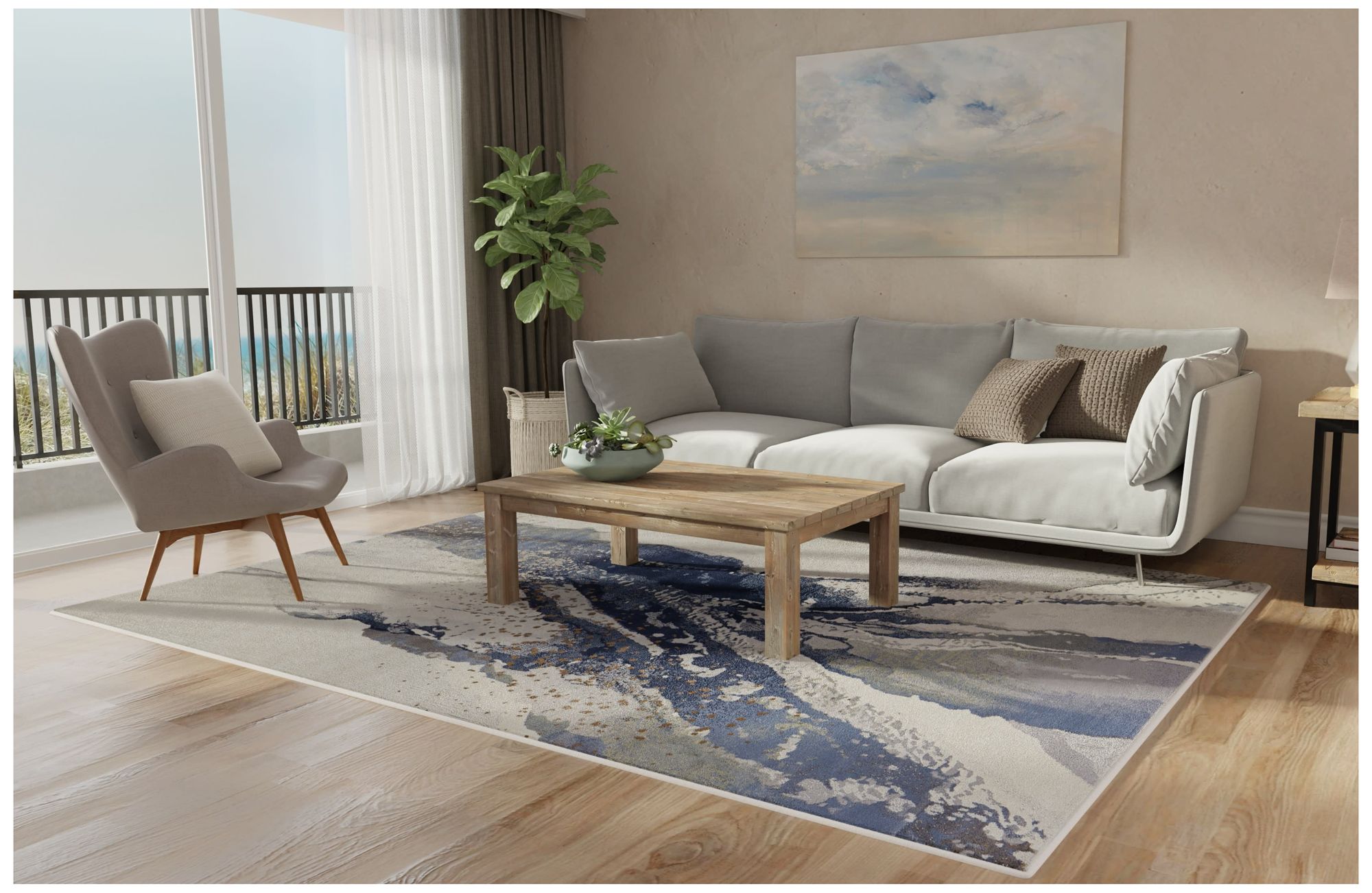 Image 3 Mandana Abstract Indoor Ivory Area Rug 39M0F 7'-9" x 10' more views