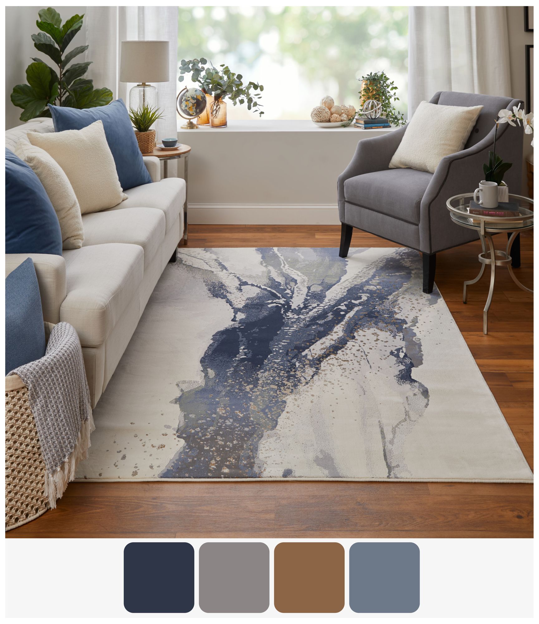 Image 5 Mandana Abstract Indoor Ivory Area Rug 39M0F 7'-9" x 10' more views