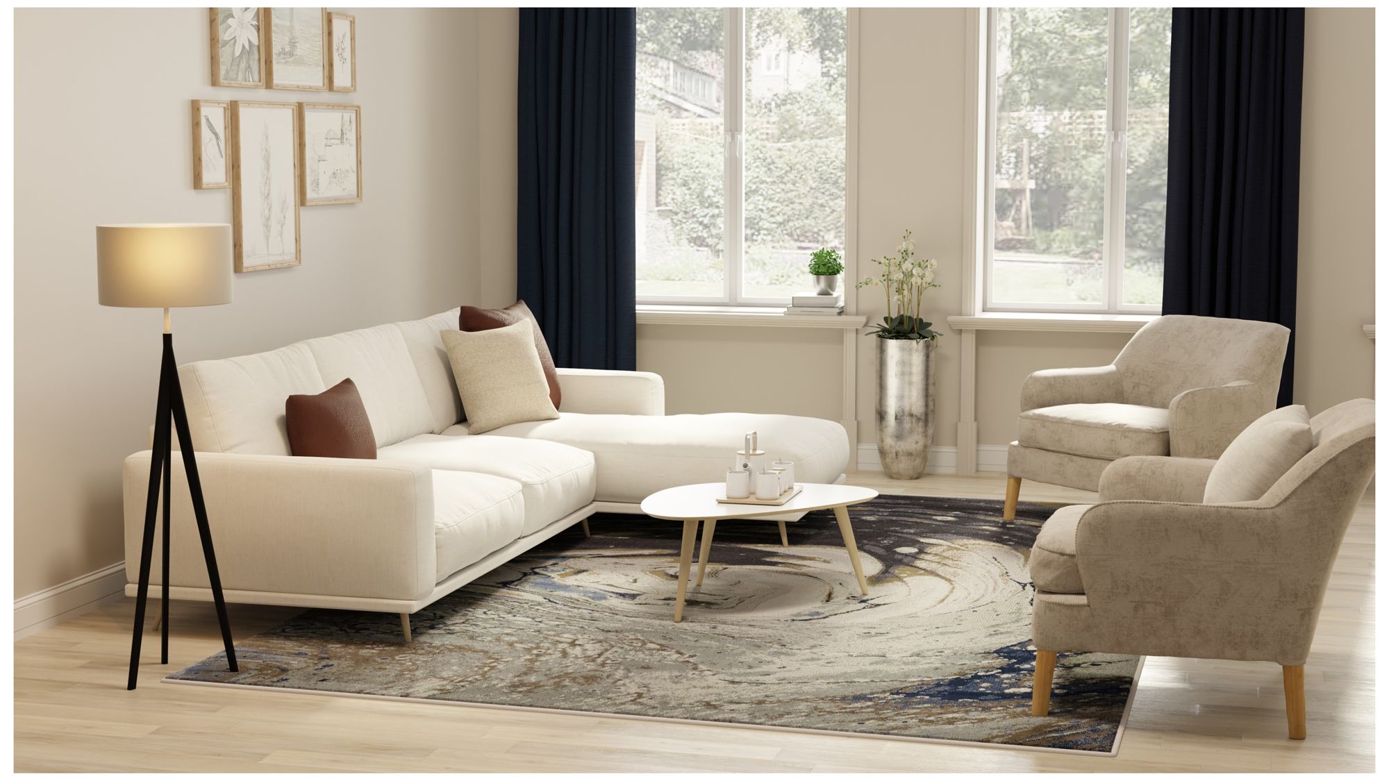 Image 3 Mandana Abstract Indoor Ivory Area Rug 39M1F 8'-2" x 11'-6" more views