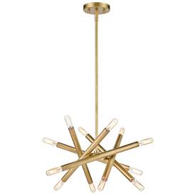 Image1 of Mandelorian 12-Light 14 Inch Adjustable Aged Brass Sputnik Chandelier