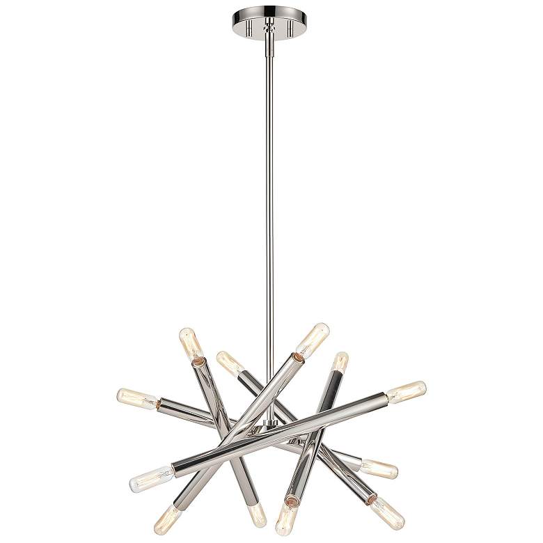 Image 1 Mandelorian 12-Light 14 Inch Adjustable Polished Nickel Sputnik Chandelier