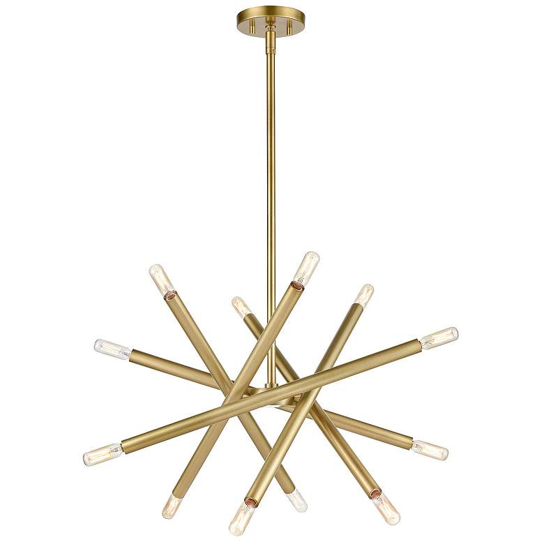 Image 1 Mandelorian 12-Light 21 Inch Adjustable Aged Brass Sputnik Chandelier