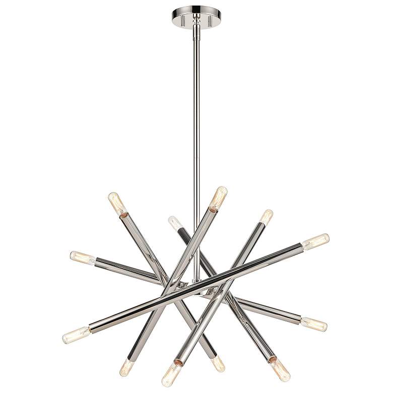 Image 1 Mandelorian 12-Light 21 Inch Adjustable Polished Nickel Sputnik Chandelier