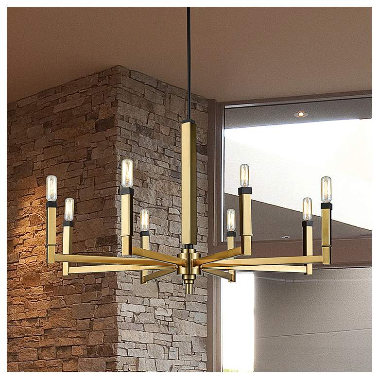 Image 1 Mandeville 31" Wide Satin Brass 8-Light Chandelier