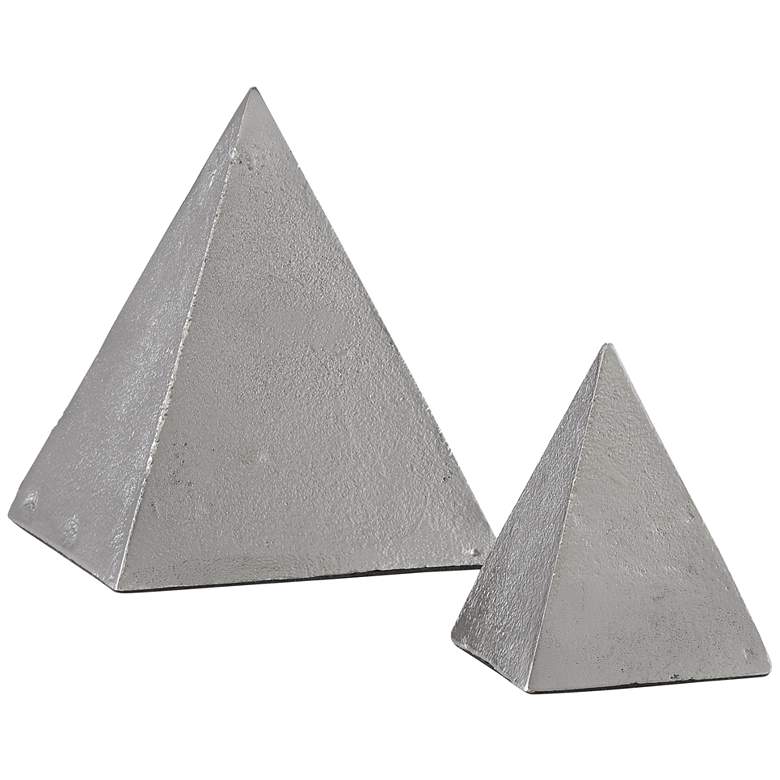 Image 1 Mandir Black Nickel Metal Pyramid Sculptures Set of 2