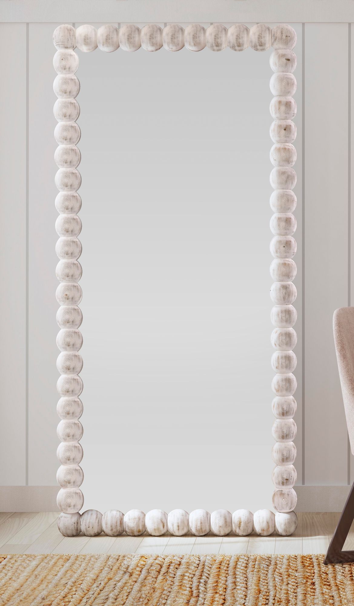 Image 4 Mandith White-Washed 36" x 76" Rectangular Floor Mirror more views