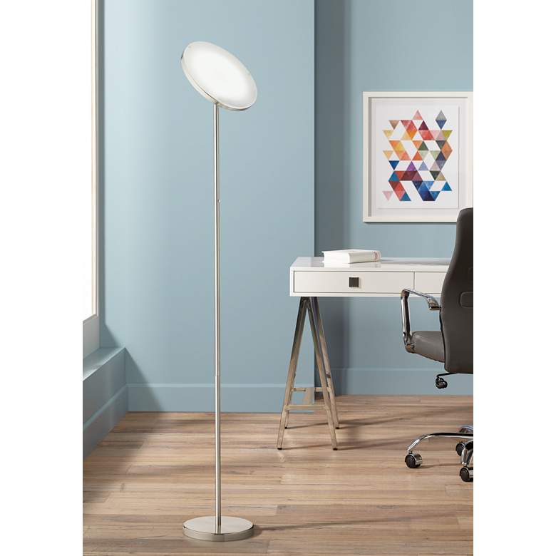 Image 1 Mane Brushed Nickel LED Torchiere Floor Lamp