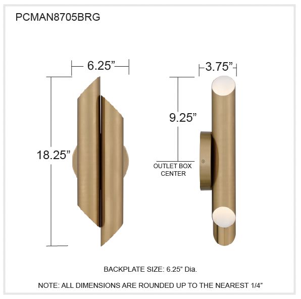 Manelis Integrated LED Brushed Gold Wall Sconce