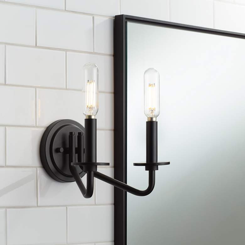Image 1 Manfred 9 1/2" Wide Black 2-Light Bath Light