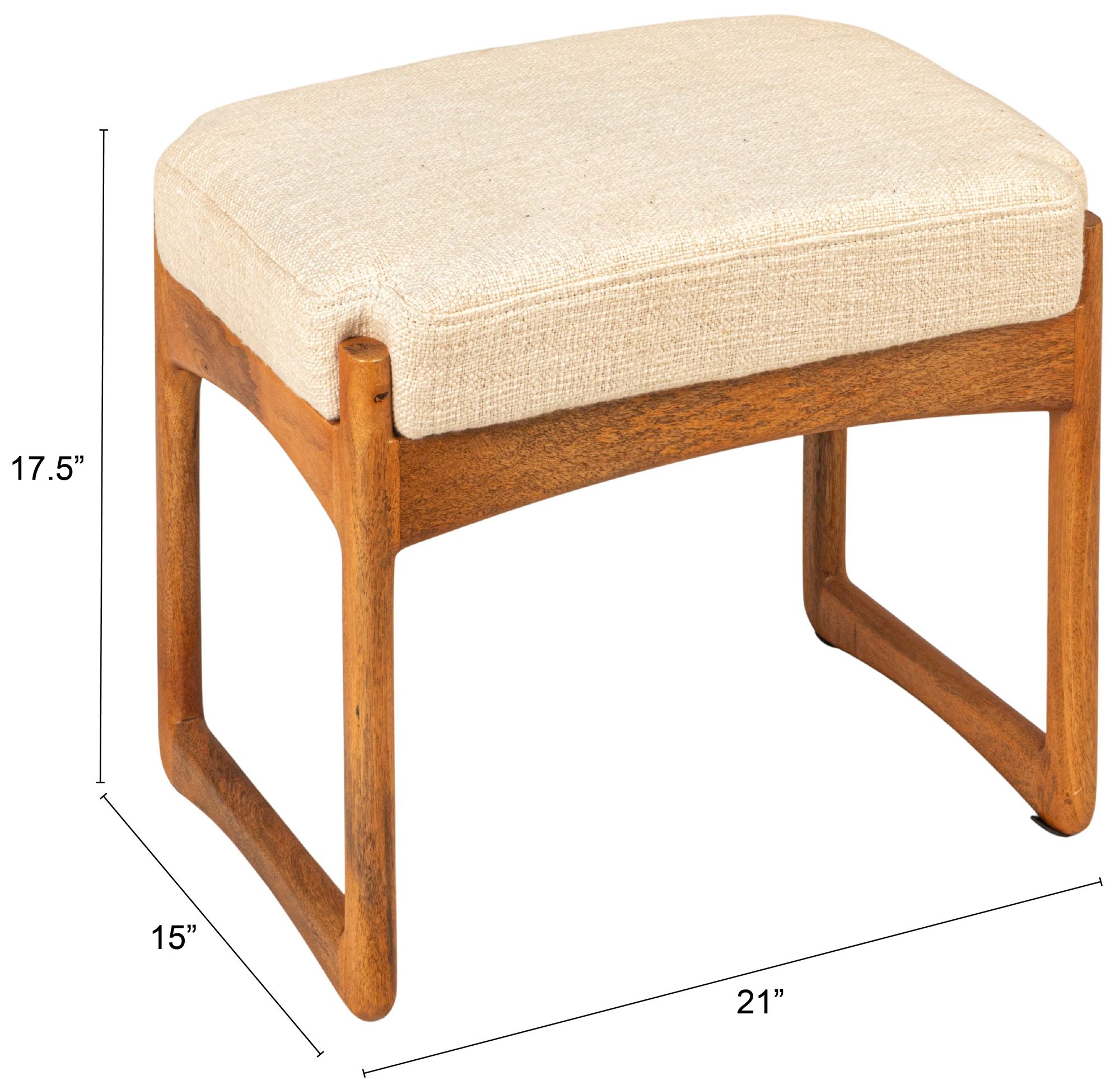 Image 4 Mango Wood and Boucle Stool, Natural more views