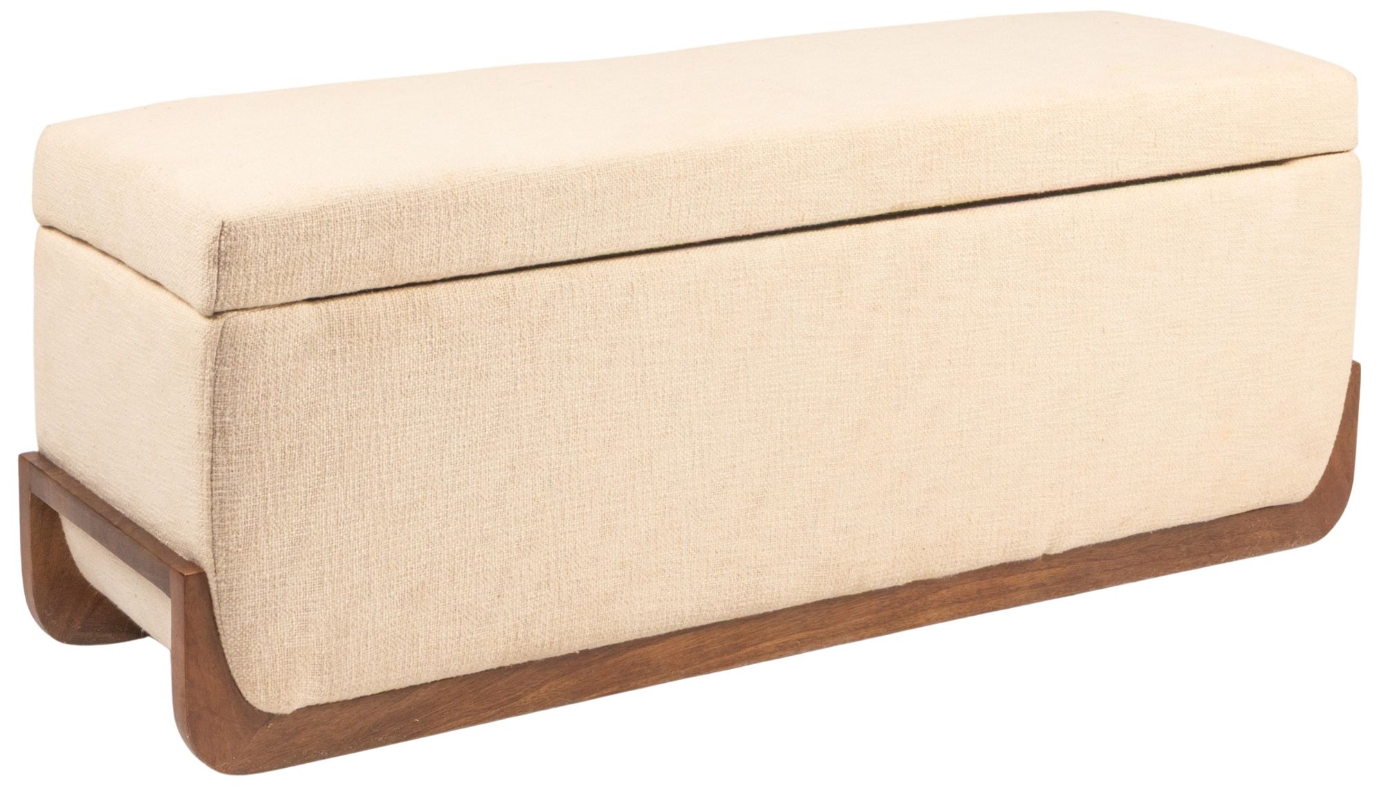 Image 2 Mango Wood and Boucle Storage Bench, Ivory