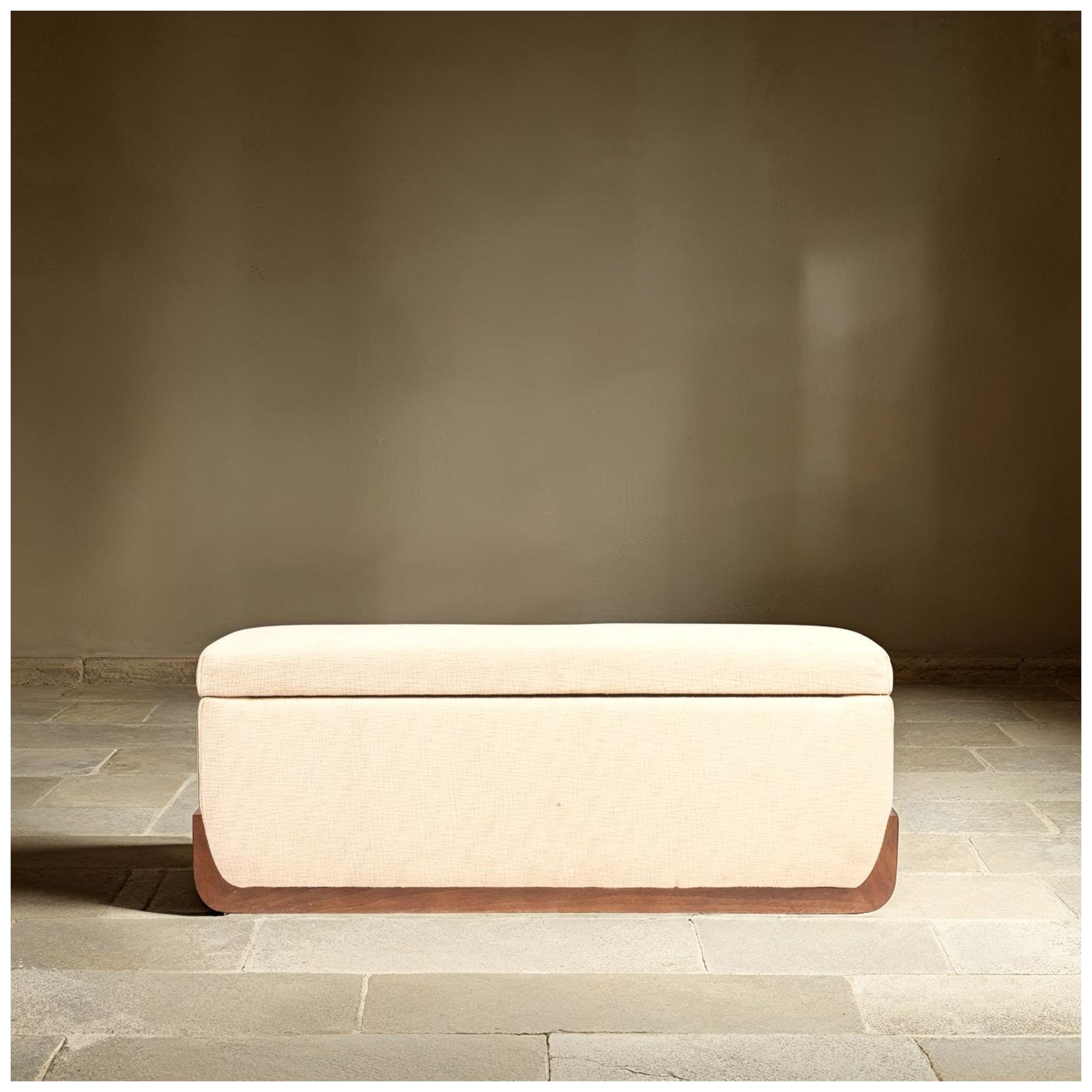 Image 3 Mango Wood and Boucle Storage Bench, Ivory more views