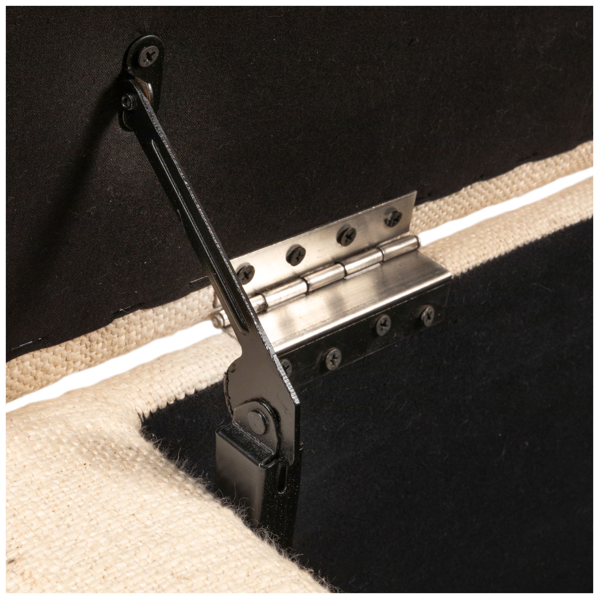 Mango Wood and Boucle Storage Bench, Ivory