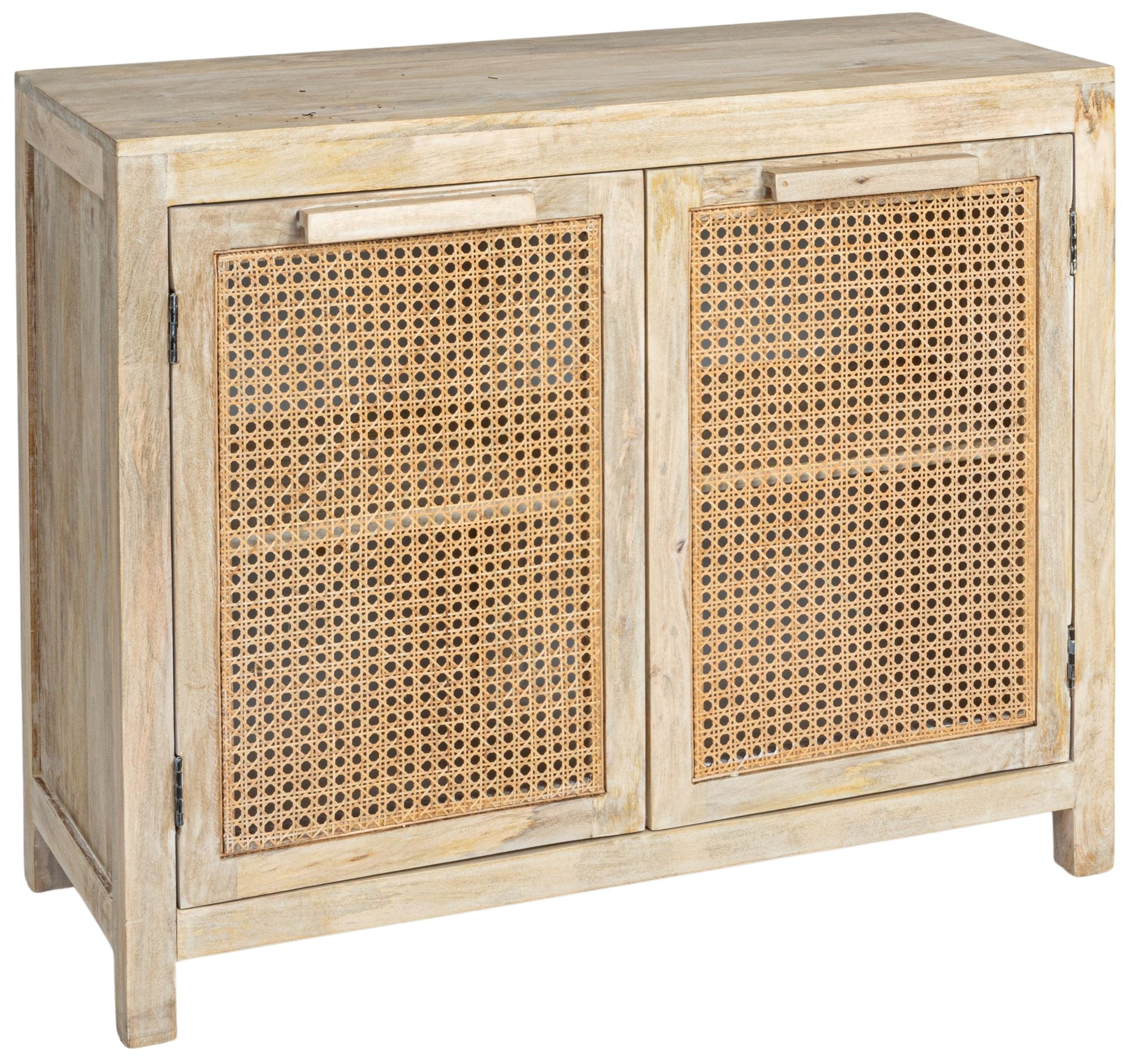 Image 2 Mango Wood & Cane 2-Door Accent Cabinet