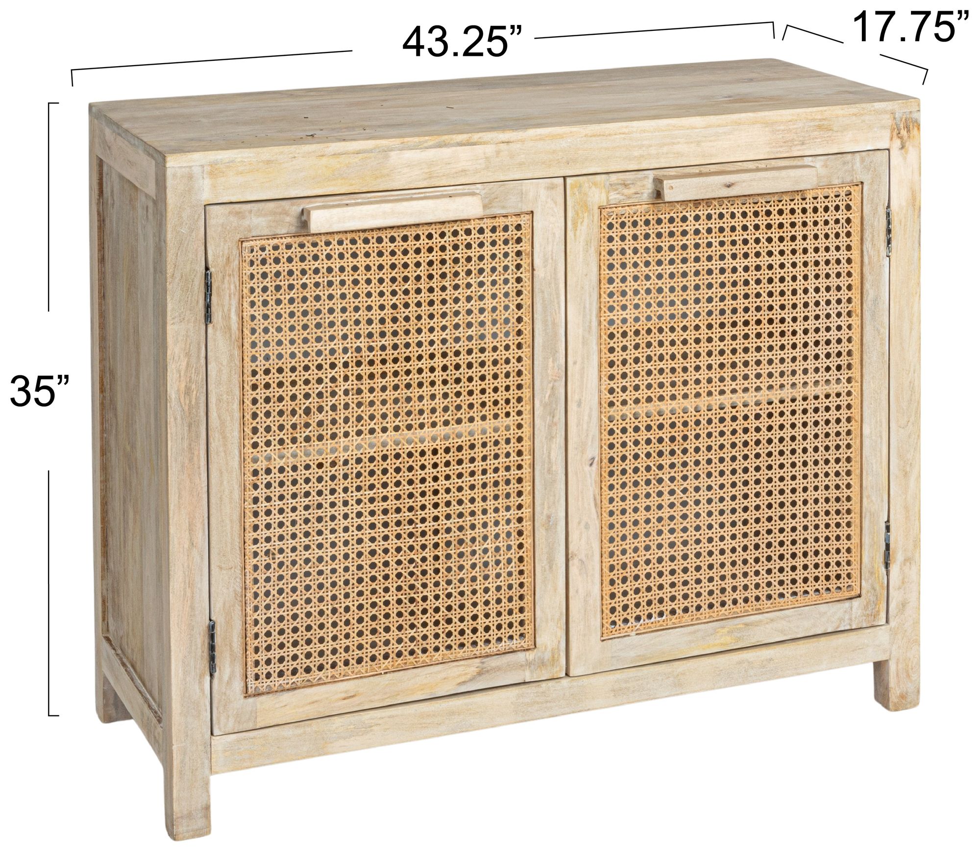Image 3 Mango Wood & Cane 2-Door Accent Cabinet more views