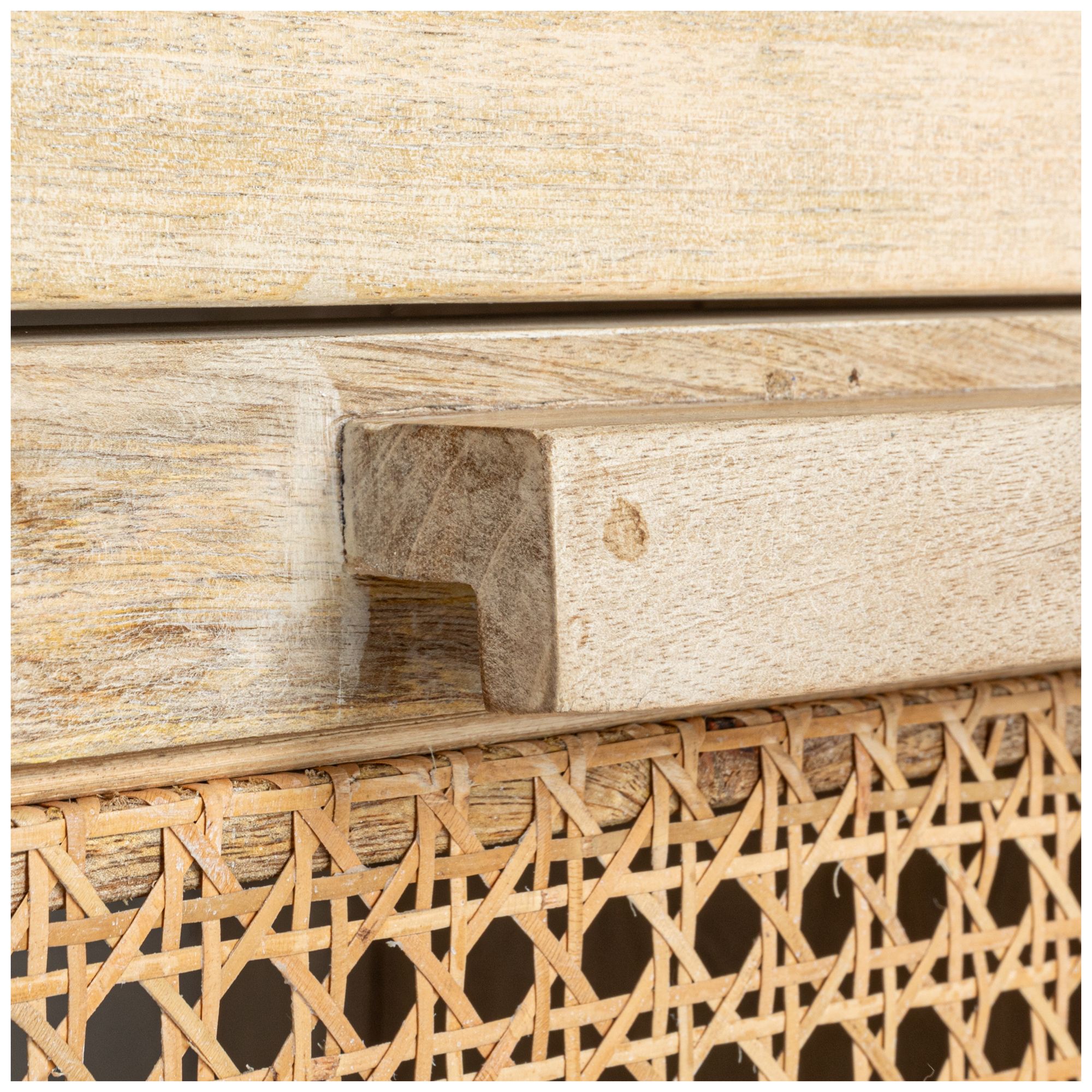 Mango Wood &amp; Cane 2-Door Accent Cabinet