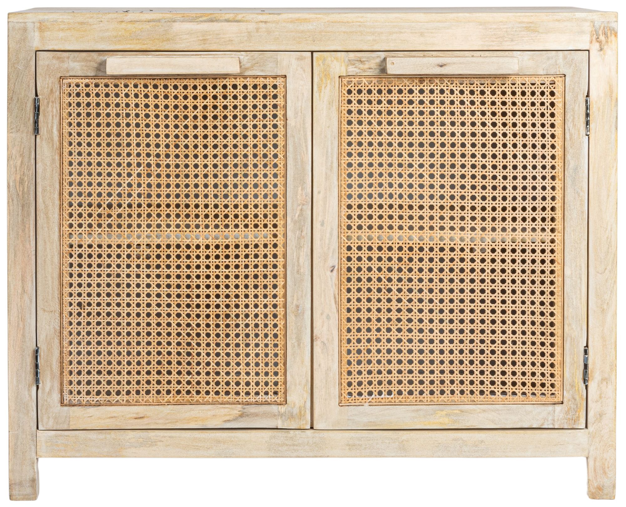 Mango Wood &amp; Cane 2-Door Accent Cabinet