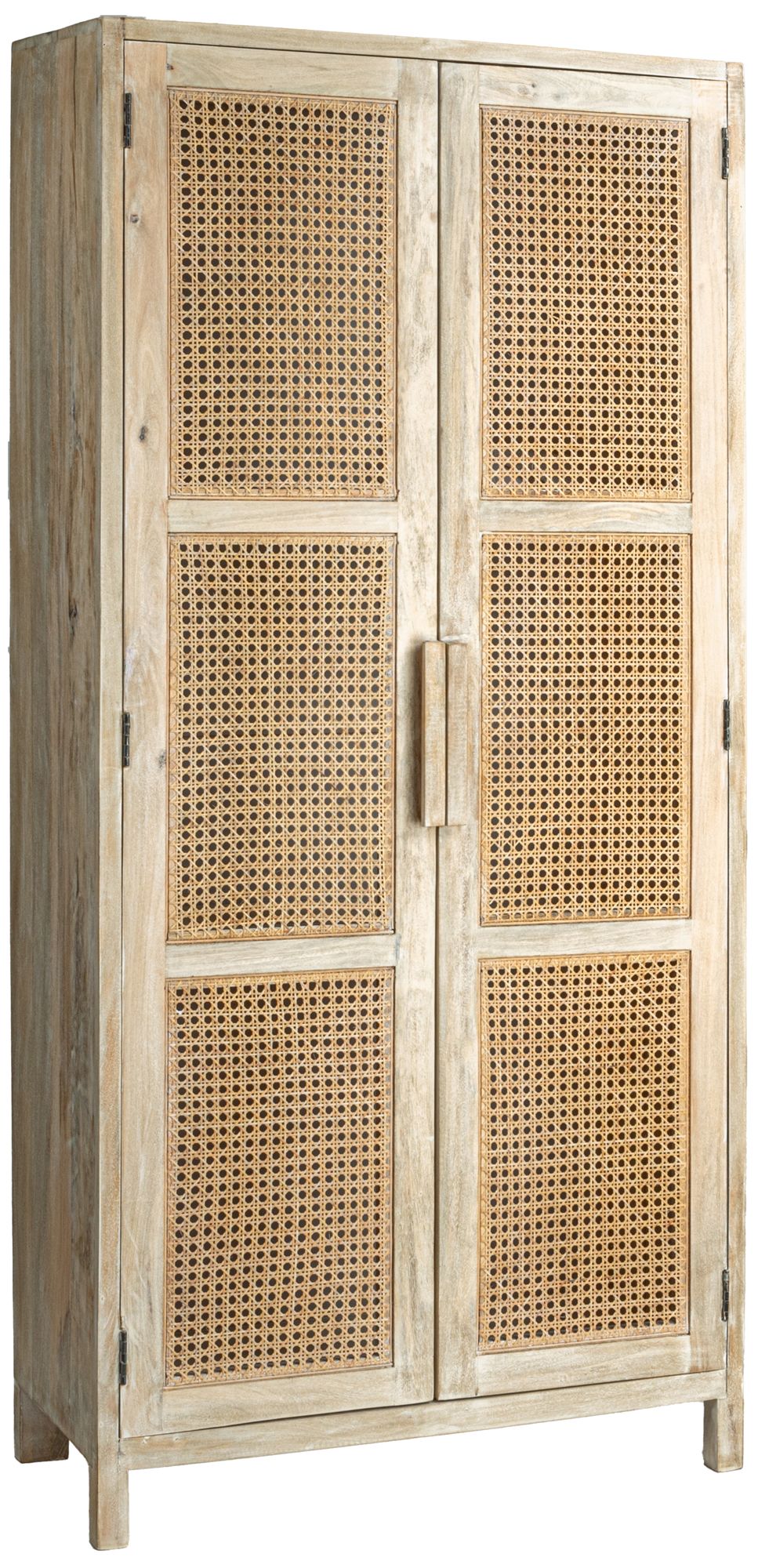 Image 2 Mango Wood & Cane 2-Door Curio Cabinet