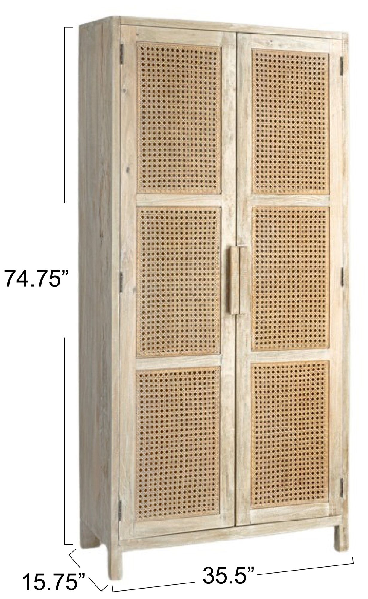 Image 4 Mango Wood & Cane 2-Door Curio Cabinet more views