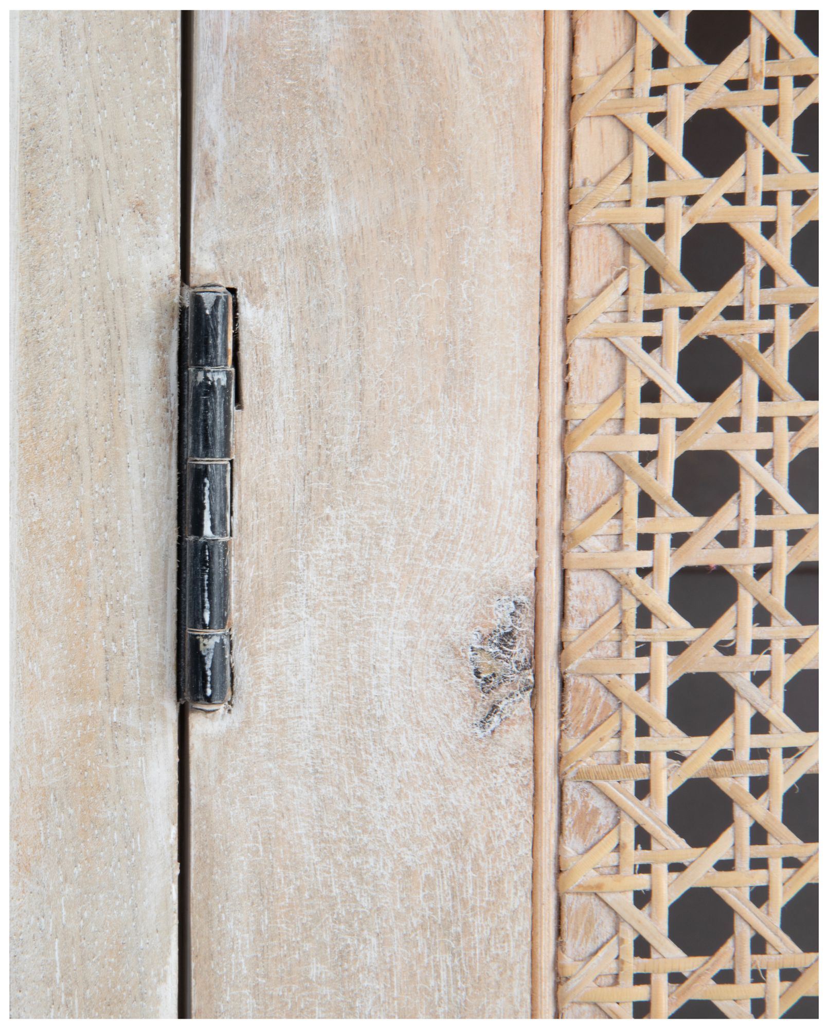 Mango Wood &amp; Cane 2-Door Curio Cabinet