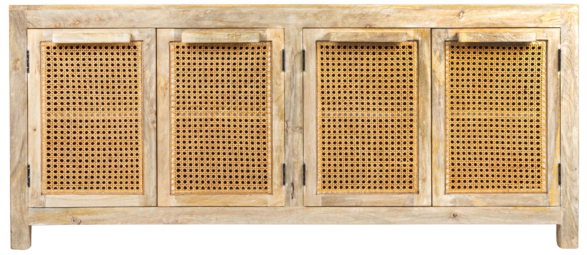 Image 4 Mango Wood & Cane 4-Door Sideboard Cabinet more views