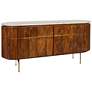 1_Mango Wood and Marble TV Cabinet with Two Doors and Shelves, Natural