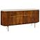 Mango Wood and Marble TV Cabinet with Two Doors and Shelves, Natural