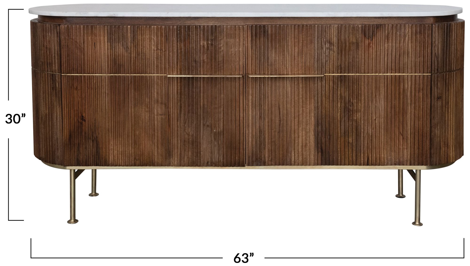 Image 3 Mango Wood and Marble TV Cabinet with Two Doors and Shelves, Natural more views