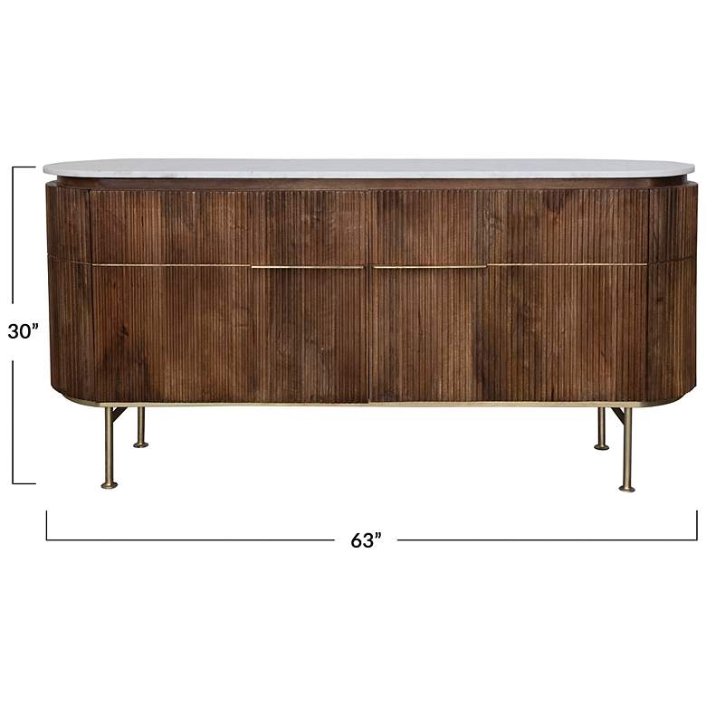 Image 3 Mango Wood and Marble TV Cabinet with Two Doors and Shelves, Natural more views