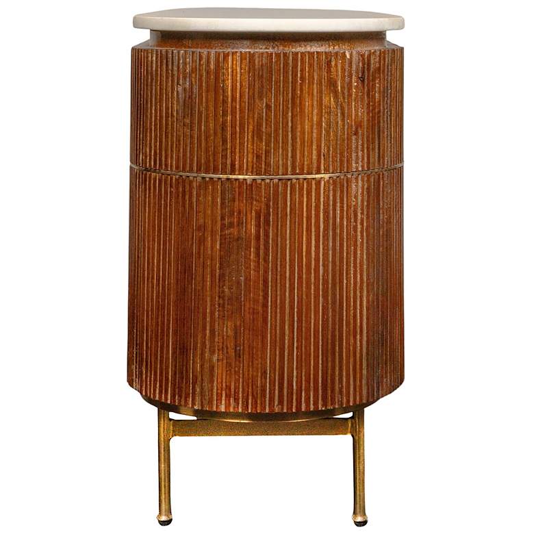 Image 4 Mango Wood and Marble TV Cabinet with Two Doors and Shelves, Natural more views