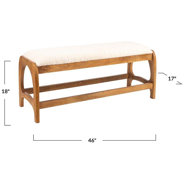 Image 3 Mango Wood Arch Bench with Fabric Seat in Natural Finish more views