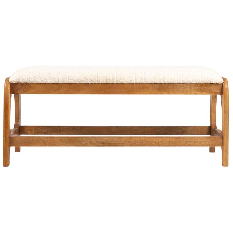 Image 6 Mango Wood Arch Bench with Fabric Seat in Natural Finish more views